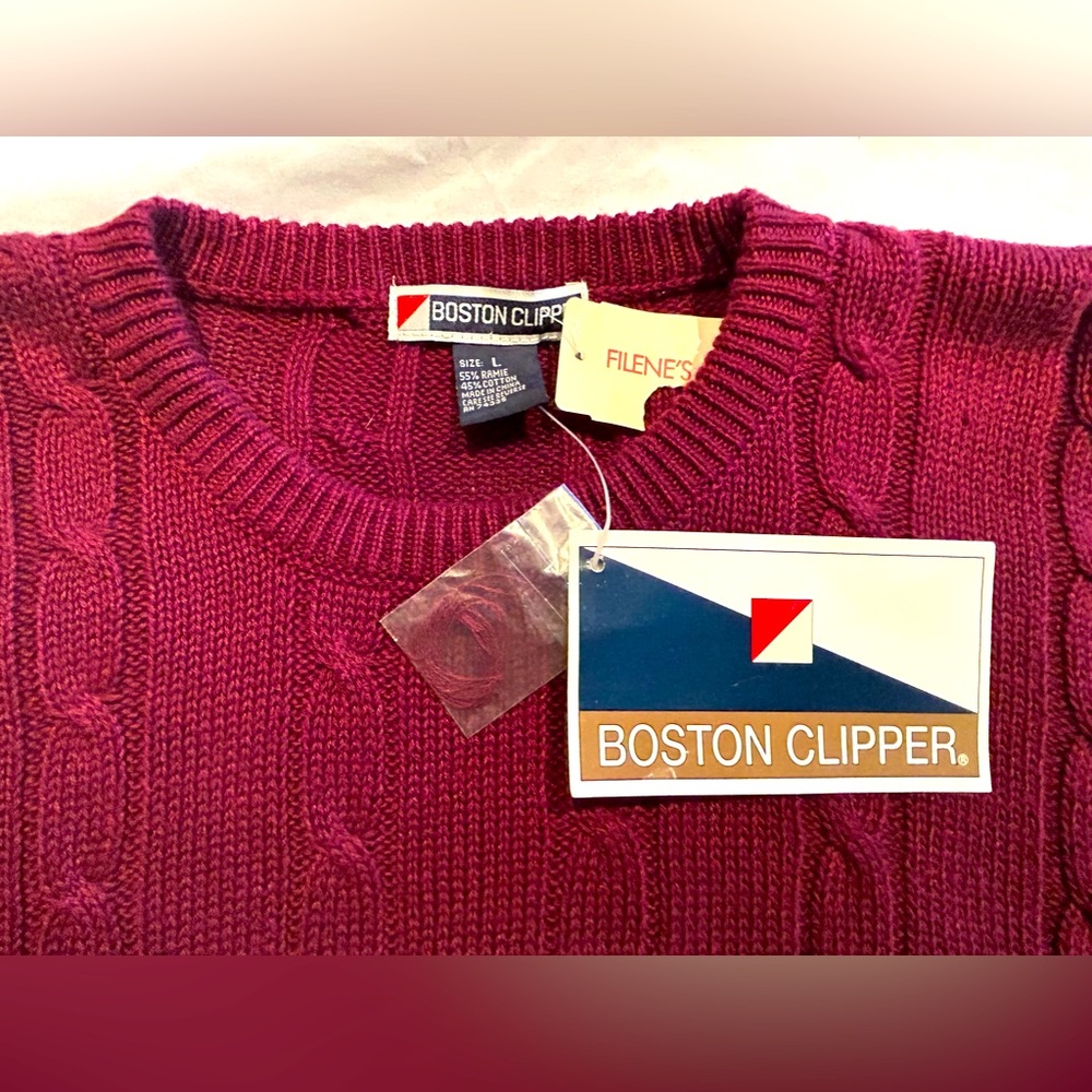 Vintage 90’s Cable Knit Sweater Red New Old Stock Mens Size L Fisherman NWT